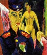 Ernst Ludwig Kirchner Self Portrait as a Soldier Sweden oil painting artist